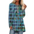 thumbnail image 1 of Oucaili Camiseta De Manga Larga Para Mujer Cuello Redondo Invierno Otoño Casual Suelta Estampada Blusa, 1 of 2