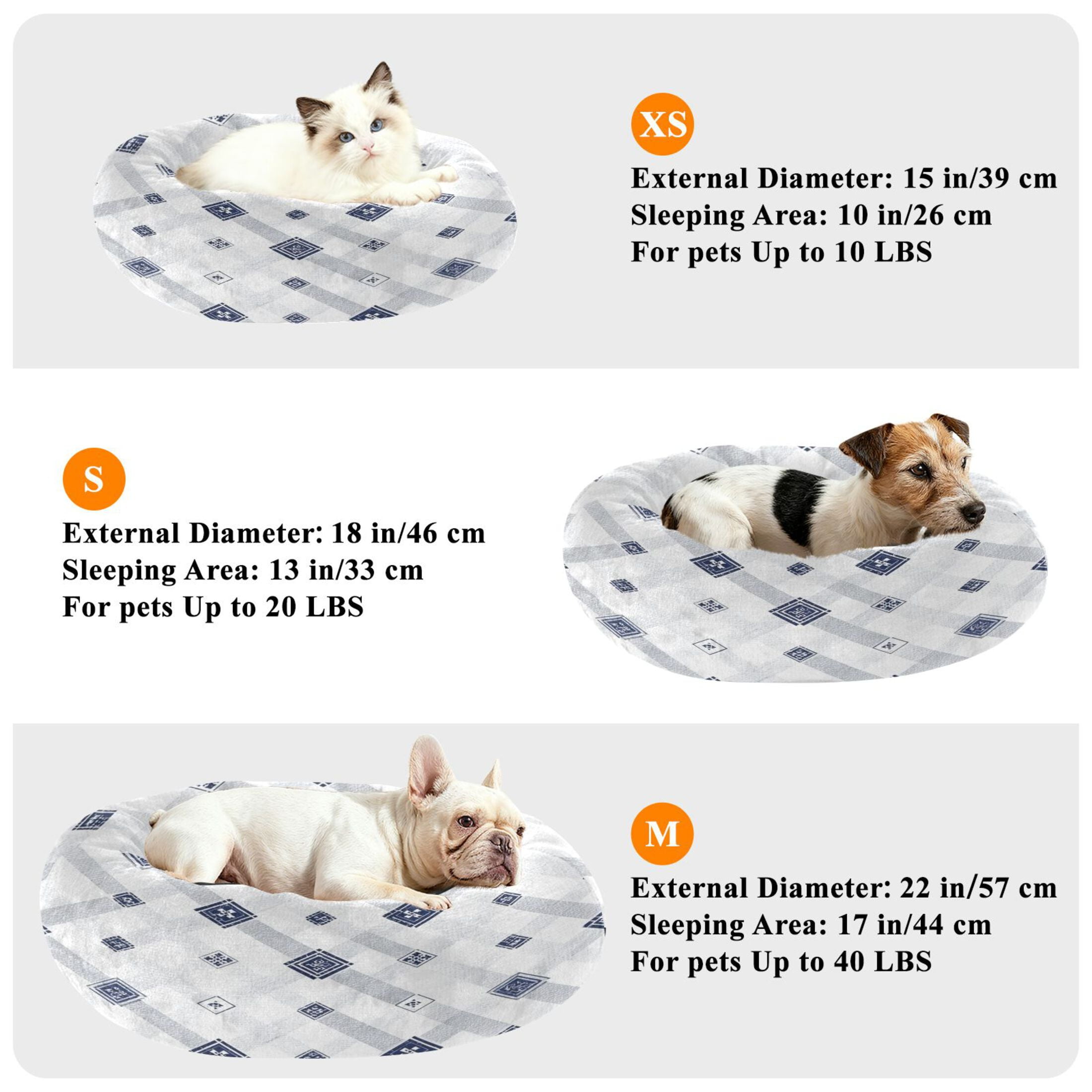 Iauyy Pet Couch Donut Cat Bed for Indoor Cats/Small Dogs Washable & Machine with Non-slip Bottom Calming Cat Furniture, Diamond-patterned Fabric (XS)