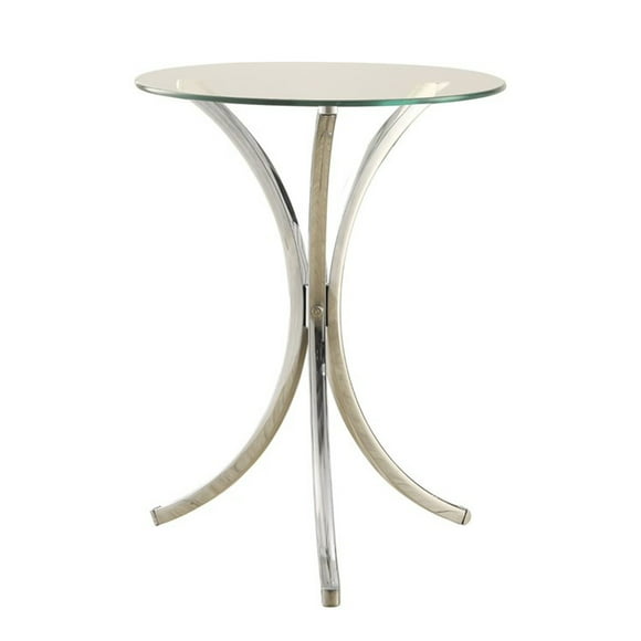 Coaster Home Furnishings Round Accent Side Table with Curved Legs, Chrome