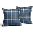 thumbnail image 2 of Blue Plaid Pillow Covers 16x16 Set of 2 Buffalo Tartan Print Autumn Themed Decorative Throw Pillows Outdoor Pillowcase Square Linen Farmhouse Cushion Case Decor for Couch Sofa Bed, 2 of 6
