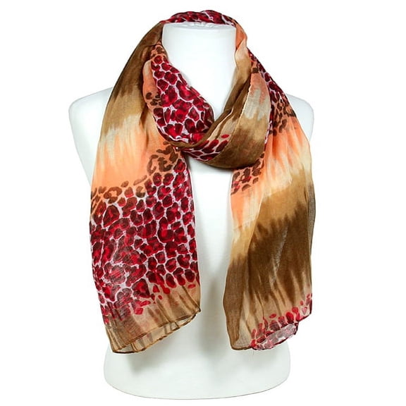 Scarf - Leopard Print - Brown / Orange / Tan - SF-SSF50815BR