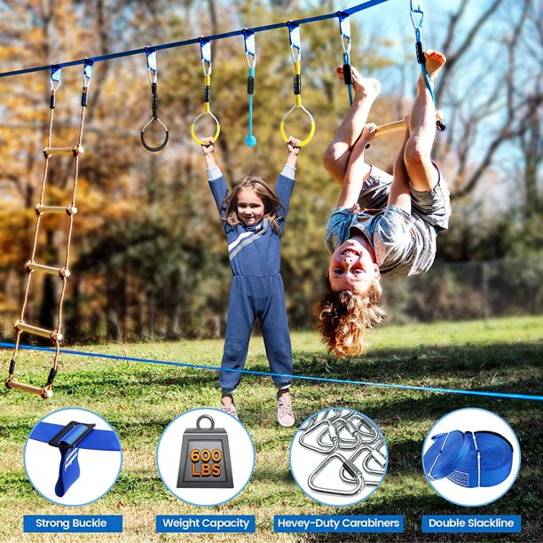 Ninja Obstacle Course for Kids, Gentle Booms Outdoor Backyard Playground  Sets for Kids 56ft Ninja Slackline with Most Complete Accessories for Kids  Swing Rope Ladder Monkey Bar - Walmart.com