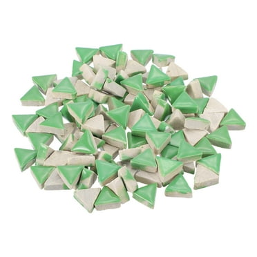 200g Ceramic Mosaic Tiles for Crafts Bulk, Triangle Green Ceramic Tiles for Mosaic Kits
