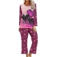 thumbnail image 1 of Puntoco Pijamas para mujer Conjunto de pijama con parte superior y pantalones casuales con estampado navideño para mujer, 1 of 3