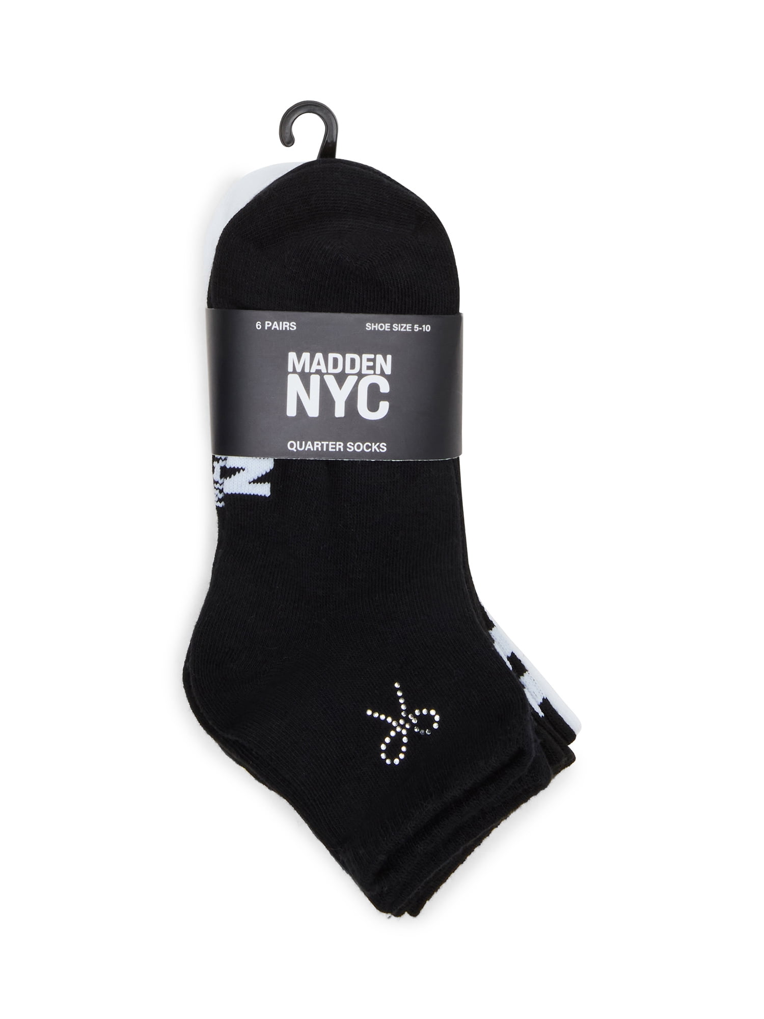 Madden NYC Women's Quarter Sock, 6-Pack, Fits Shoe Size 5-10