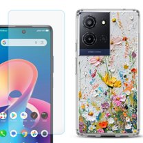 Phone Case for TCL K33 5G, with Screen Protector, by OneToughShield - Pastel Flowers