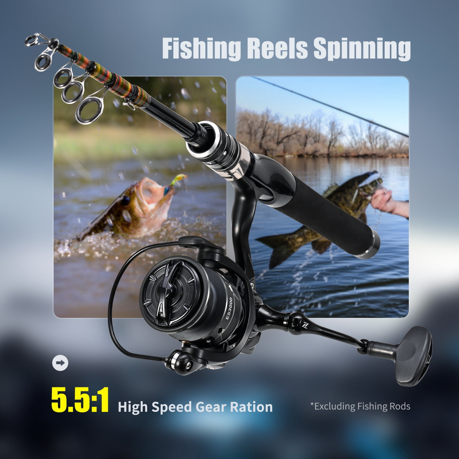 Fishing Reel for Freshwater Fishing 5.1:1/5.5:1 Gear Ratio Reel 12+1 Fishing Reel