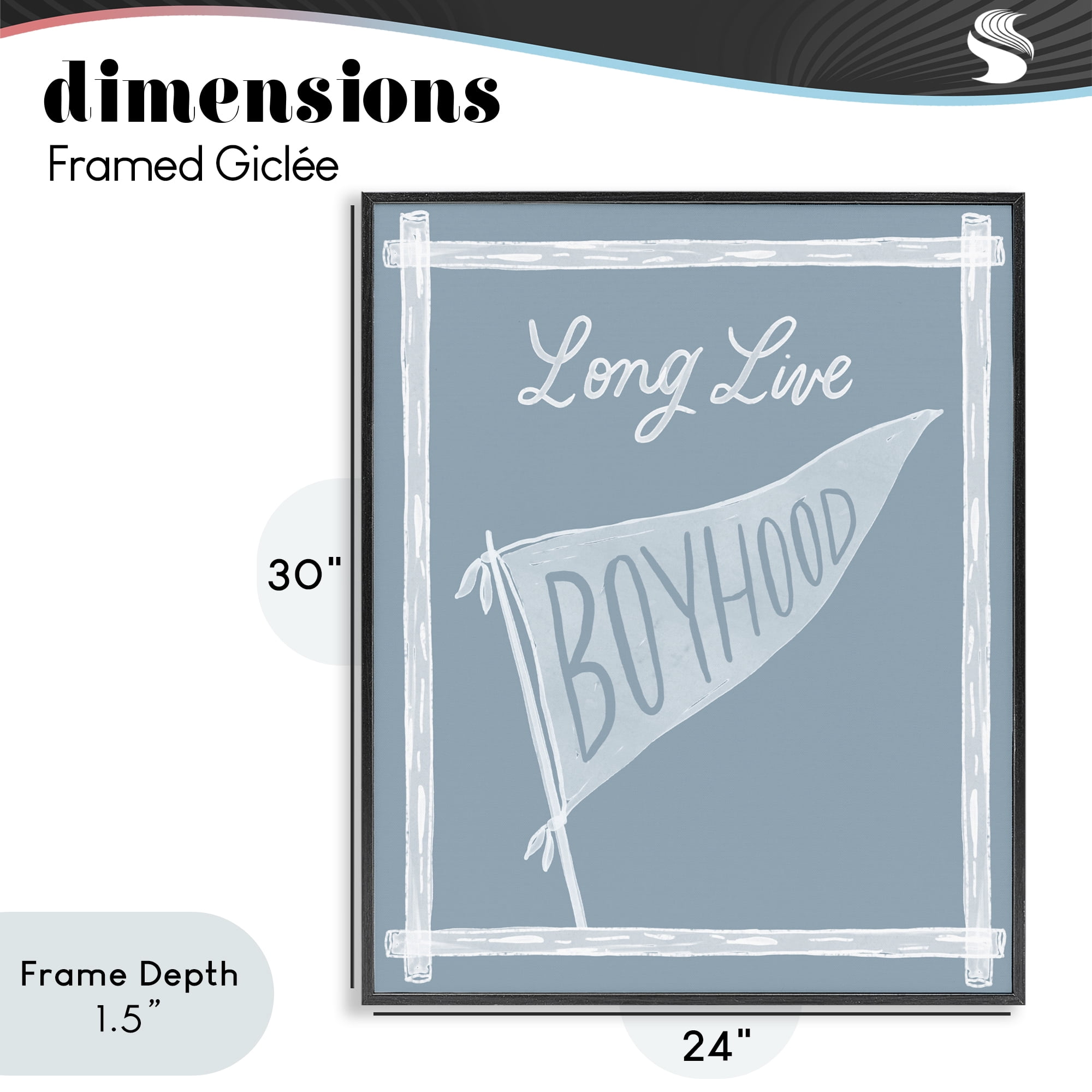 Stupell Industries Long Live Boyhood with Border Black Framed Giclee Art, design by Cherrywood Lane
