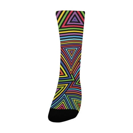 

Geometric Modern Design in Rainbow Colors Triangles Retro 80s Like Pattern Image Artwork Multicolor Women s Custom Socks (Made In USA)