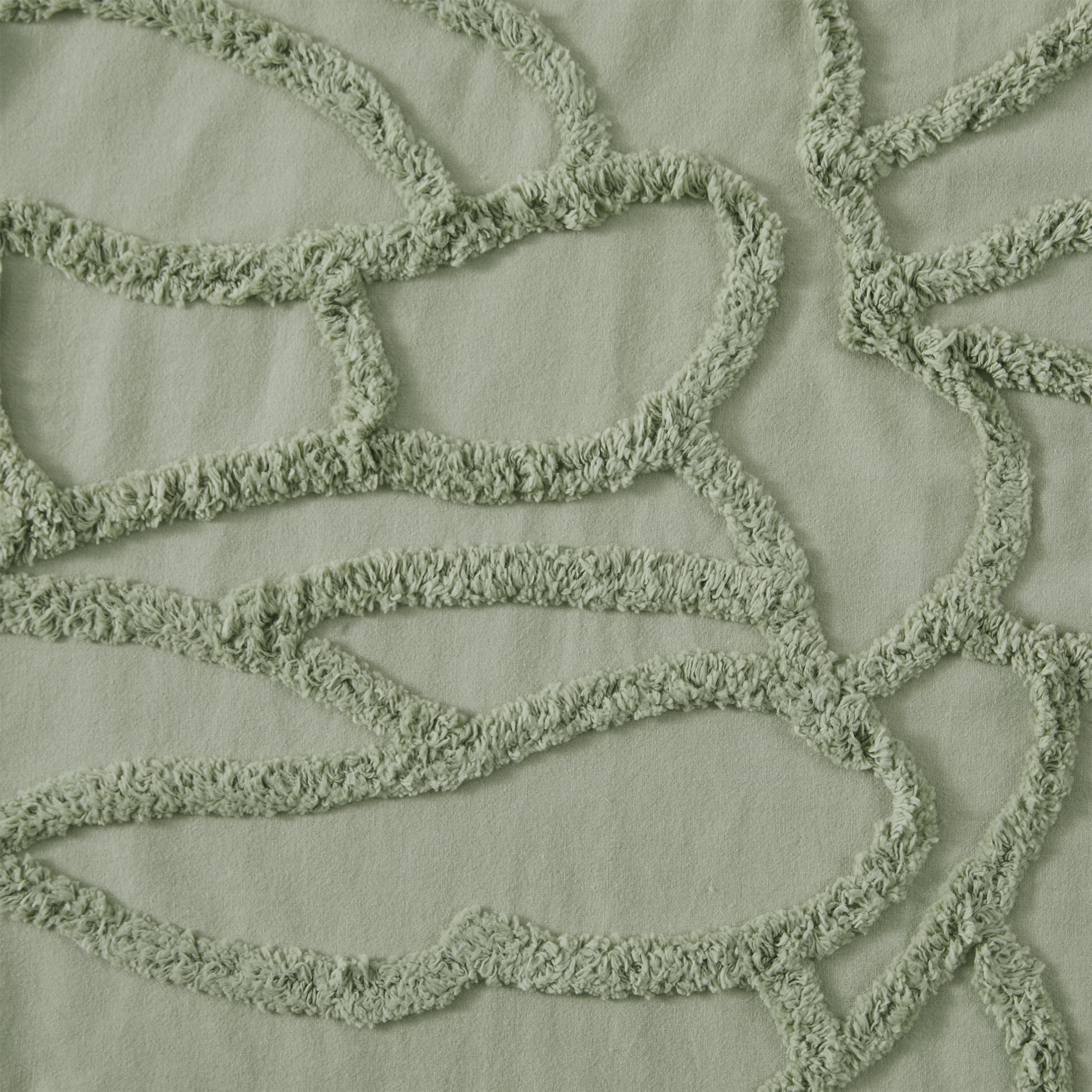 Beautiful Sage Green Botanical Branch Chenille Cotton Shower Curtain by Drew Barrymore, 72" x 72"