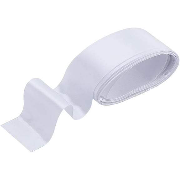 5 Yards Single Face Satin Ribbon 2 Inch Wide White Polyester Ribbon Blanket Binding Satin Fabric Ribbon Glossy Polyester Trim for DIY Sewing Flower Bouquet Crafts Wedding Decoration