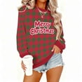 thumbnail image 6 of Yteetum Christmas Crewneck Sweartshirts for Women Oversize Merry Christmas Plaid Raglan Letter Print Fleece-Lined Pullover Hoodless Sweatshirts Top Womens Round Neck Sports Xmas Holiday Sweatshirts, 6 of 9