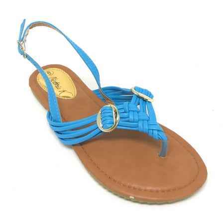 

Victoria K Women s Multi Straps With Gold Side Buckles Sandals