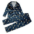 thumbnail image 2 of Huowey Christmas Family Silk Pajamas Matching Sets Long Sleeve Button Down Cute Snowflake Snowman Print Loungewear Lightweight Soft Comfortable Holiday Sleepwear For Kids,Dark Blue,11-12 Years, 2 of 5