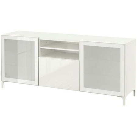 ikea tv unit with push open drawers white selsviken high gloss