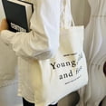 thumbnail image 1 of Canvas Bag Shoulder Handbag Large Capacity Tote Bag Student Book Class Messenger Bag, 1 of 6