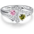 thumbnail image 4 of JQUEEN Heart, Amethyst & Cubic Zirconia Fashion Ring, Sterling Silver,Tourmaline & Opal, 5", 4 of 5