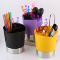 thumbnail image 4 of Moyic Caja de distribución de barra FiKsyen, tienda, taza de paja, cuchara de coctelería, dispensador de vajilla, organizador de pajitas, Mostrada púrpura, 4 of 6