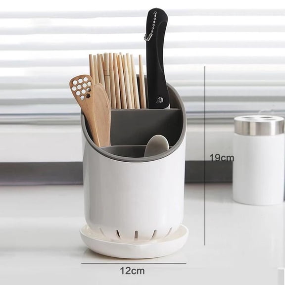 Kitchen Storage Rack Plastic Cutlery Organizer with Drain Tray for Tableware Spoon Fork Chopsticks