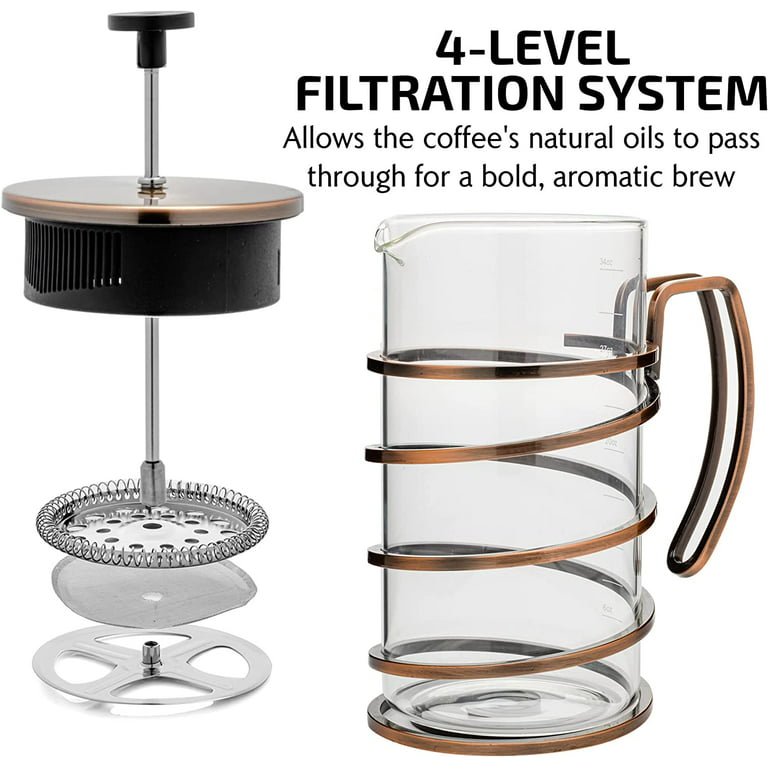 Ovente French Press Coffee and Tea Maker, Stainless Steel, Nickel