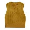 thumbnail image 5 of ManxiVoo Knit Vest Sweater for Women Versatile Layering V Neck Sleeveless Pullover Classic Soft Yarn Design for Stylish Professionals S Size Yellow, 5 of 5