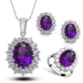 thumbnail image 4 of Zpanxa Earrings for Women, Gifts for Women Fashion Style Jewelry Set Crystal Ring Earrings Necklace Women Wedding Jewelry Purple 6, 4 of 4