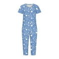 thumbnail image 7 of SCSAlgin Womens Pajamas Loungwear 2 Pieces Lounge Sets Soft Short Sleeve Shirt and Capris with Pockets Nightwear, 7 of 7