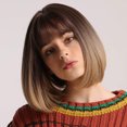 thumbnail image 3 of SUCS Women Short Bob Straight Synthetic Wig Quality Hair Rose GoldGradient 13INCH, 3 of 3