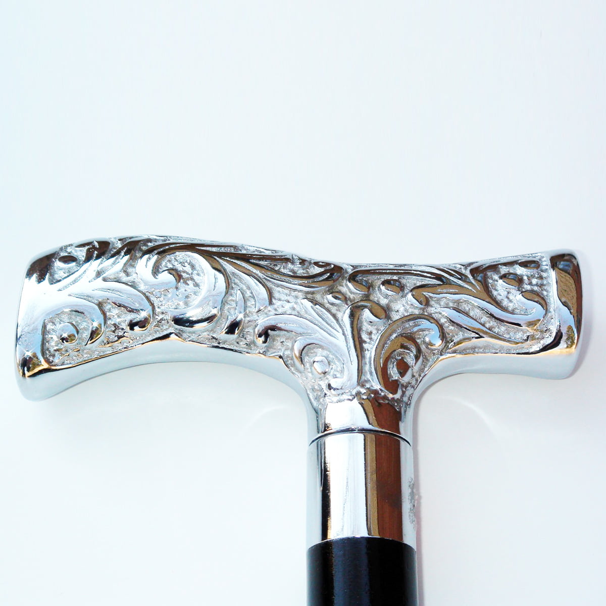 Vintage Silver Style Victorian Handle Wooden Walking STICK Cane  Designer Gift 