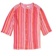 Women's Plus Striped Mandarin Top