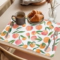 thumbnail image 3 of Peaches Watercolor Placemats Set&nbsp;of&nbsp;6 Pink Fruit Green Leaf Gradient Abstract Heat Insulation Washable Place Mats, Rustic Non-Slip Table Mats for Dining Table Party Kitchen Decor,13x19 Inch, 3 of 9