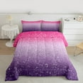 thumbnail image 2 of Manfei Glitter Stars Print Queen Comforter Set, Pink Purple Sequin Print Bedding Sets, Dreamy Galaxy Rainbow Reversible Bedding Comforter Set, Lightweight Room Decor, 3-Piece, 2 of 8