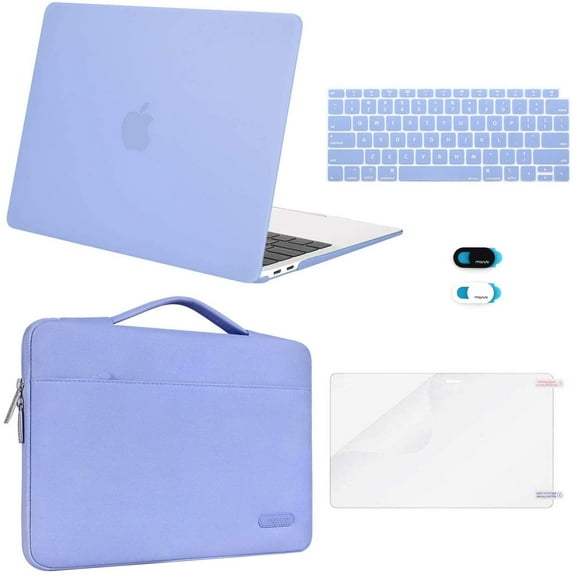 Mosiso 5 in 1 New Macbook Air 13 Inch Case A1932 2019 2018 Release, Hard Case Shell Cover&Sleeve Bag for Apple MacBook Air 13'' with Retina Display andTouch ID, Serenity Blue