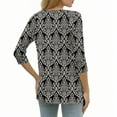 thumbnail image 4 of Women Blouses Dressy Casual 3/4 Sleeve T Shirts Henley Neck Button Down Graphic Print Half Sleeve Blouse Tshirts, 4 of 5