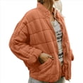 thumbnail image 3 of Chaquetas Acolchadas para Mujer, Informales, de Cuello Alto, Larga, Abrigos de Invierno Extragrandes con Cremallera Naranja M, 3 of 7