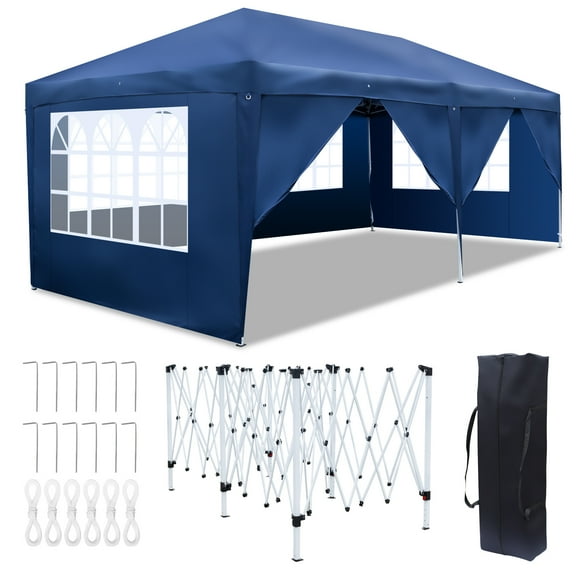 Ktaxon 10'x20' Pop Up Wedding Party Tent Blue Folding Canopy W/6 Carry Bag