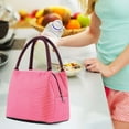 thumbnail image 3 of Summercome Lunch Bags, Reusable Striped Lunch Tote Bags Simple Design, Portable Lunch Cooler Bag for Women, Large Lunch Holder Insulated Lunch Box Bag for Picnic Office Beach (Hot Pink), 3 of 8