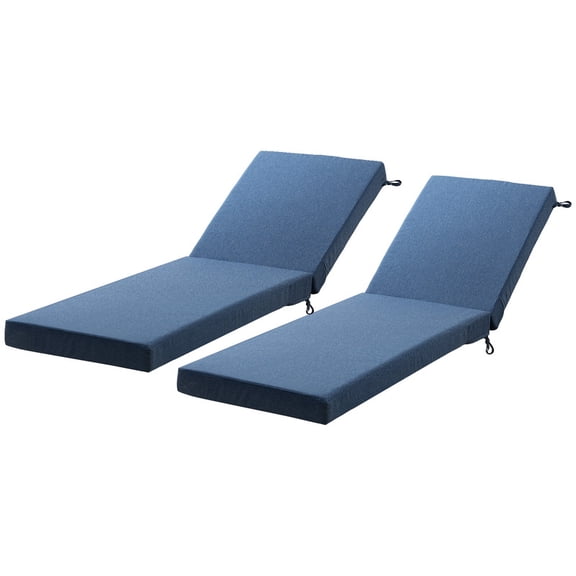 Patiobula 2-Pack Outdoor Chaise Lounge Cushion with Ties, 72 in. x 22 in. x 3 in. Sunproof Waterproof Patio Recliner Replacement Cushions for Outdoor Furniture, Navy