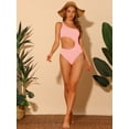 thumbnail image 5 of DARING DIVA One Shoulder Asymmetric Cutout Swimsuit Bathing Suit L Pink, 5 of 6