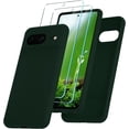 thumbnail image 1 of KOMI for Google Pixel 8 Case, Silicone Phone Case with 2 Screen Protector, Soft Anti-Scratch Microfiber Lining, Full Body Shockproof Slim Cover Support Wireless Charging, DarkGreen, 1 of 5