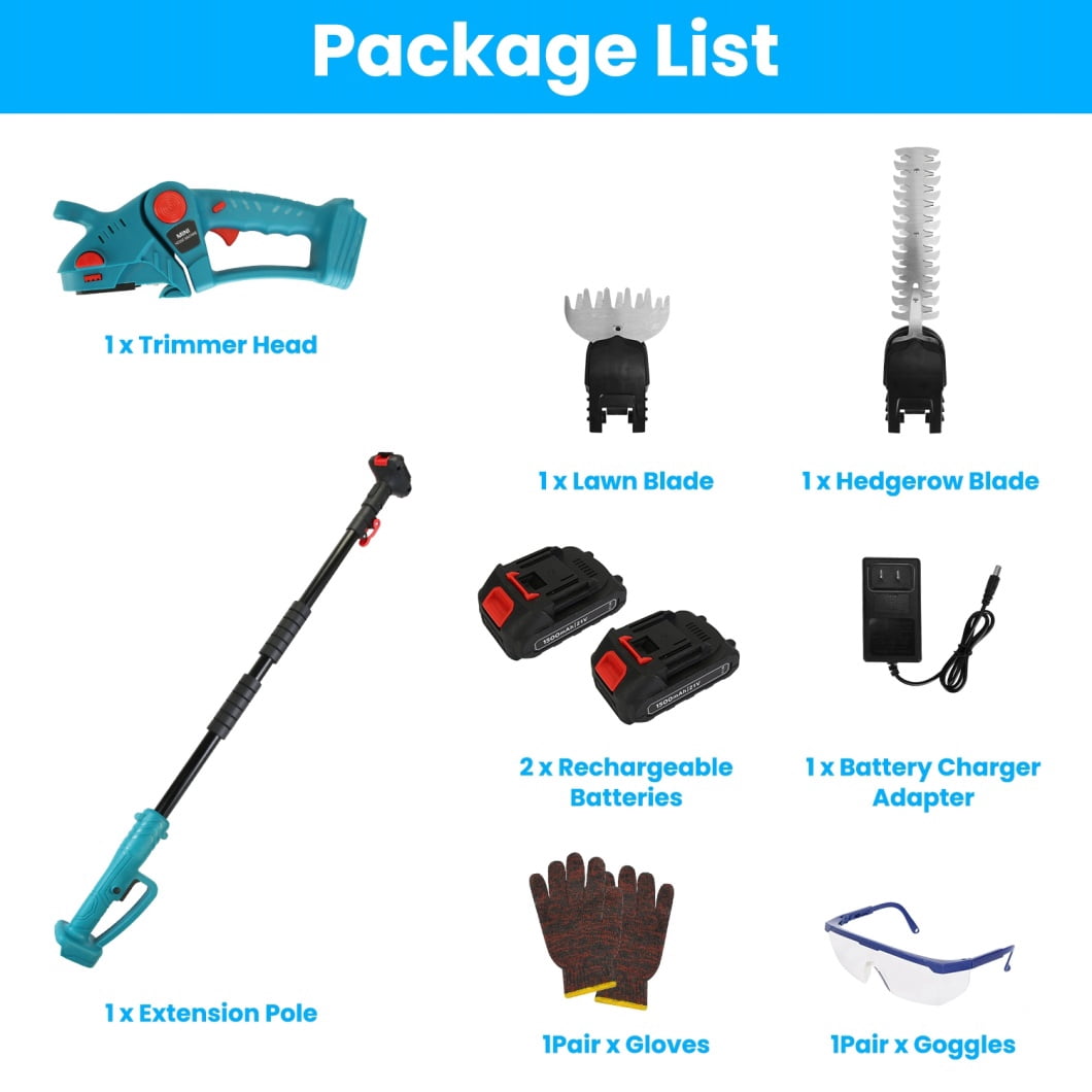 Cordless Grass Shear, 3-in-1 Handheld Hedge Trimmer, 21V Electric Grass Trimmer & Shrubbery Trimmer, Battery Operated Hedge Trimmer for Garden/Lawn with Battery and Charger