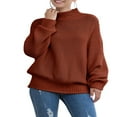 thumbnail image 4 of Fall Winter Womens Turtleneck Oversized Sweaters Long Sleeve Pullover Loose Chunky Knit Jumper, 4 of 7