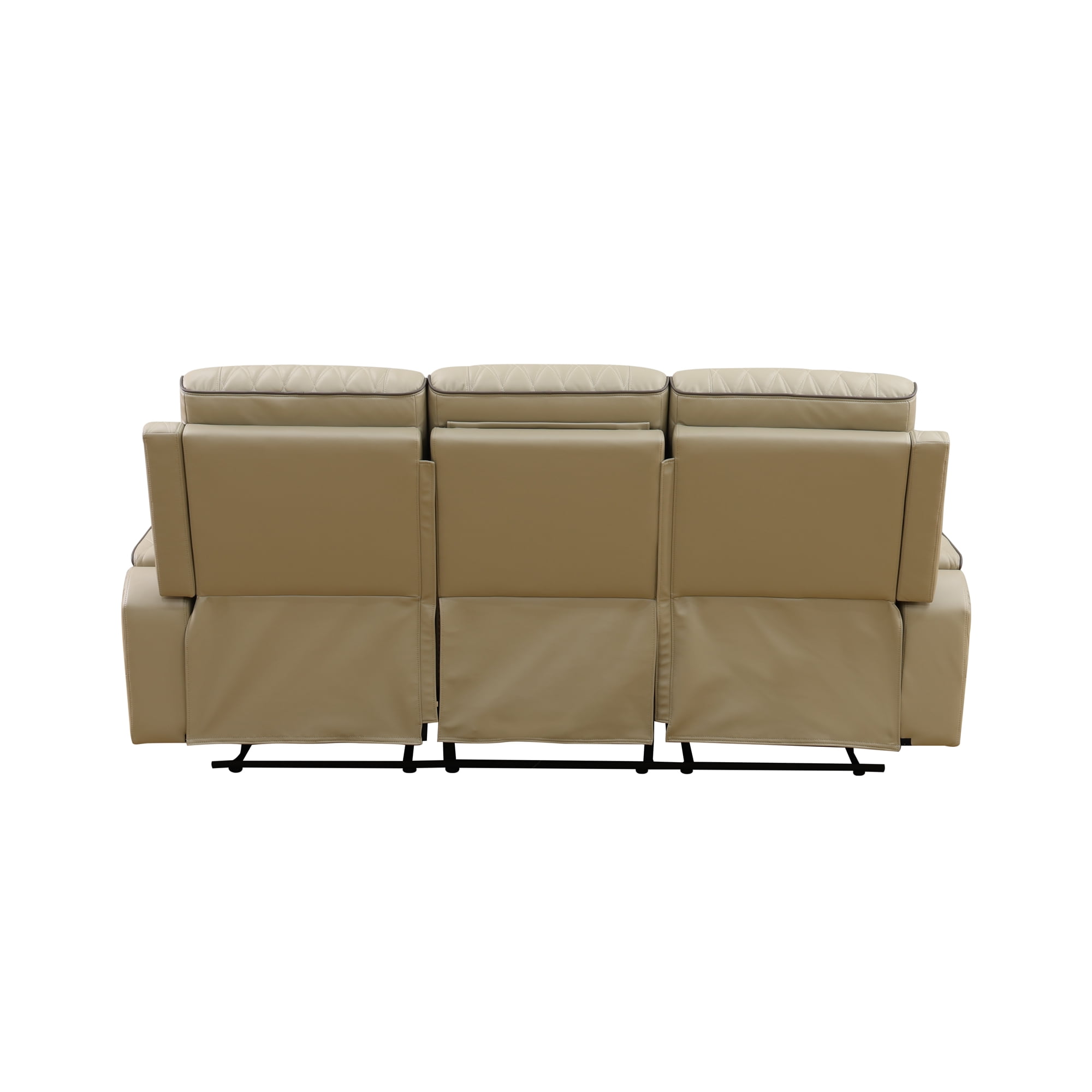Recliner Sofa with LED Lights, Living Room Furniture Breathing Power Leather Sofas with Storage Console/Cup Holders