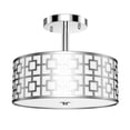thumbnail image 3 of Depuley 3 Light Semi-Flush Mount Ceiling light Modern Ceiling Light White Fabric Shade Drum Pendant Light for Living Room Bedroom Kitchen Hallway Entry, E26 Socket, 3 of 7