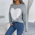 thumbnail image 5 of Ltctricy Sweaters for Women Soft Casual Long Sleeve Crew Neck Heart Printed Pullover Knit Tops Fall Winter Fashion Clothes(Gray,XX-Large), 5 of 5
