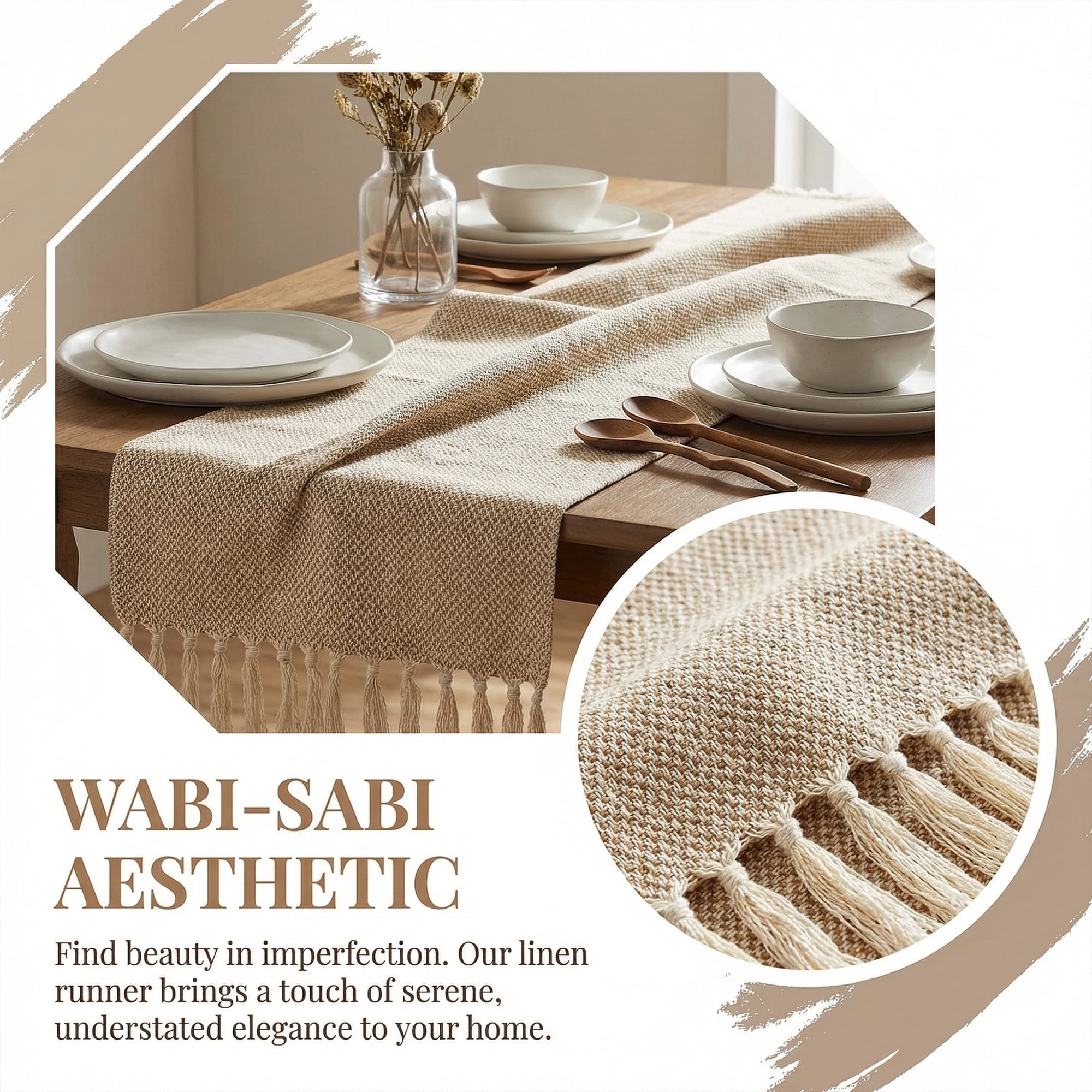 Unique Bargains Long Washable Tassels Table Runner for Decorations Waffle 13"x72"