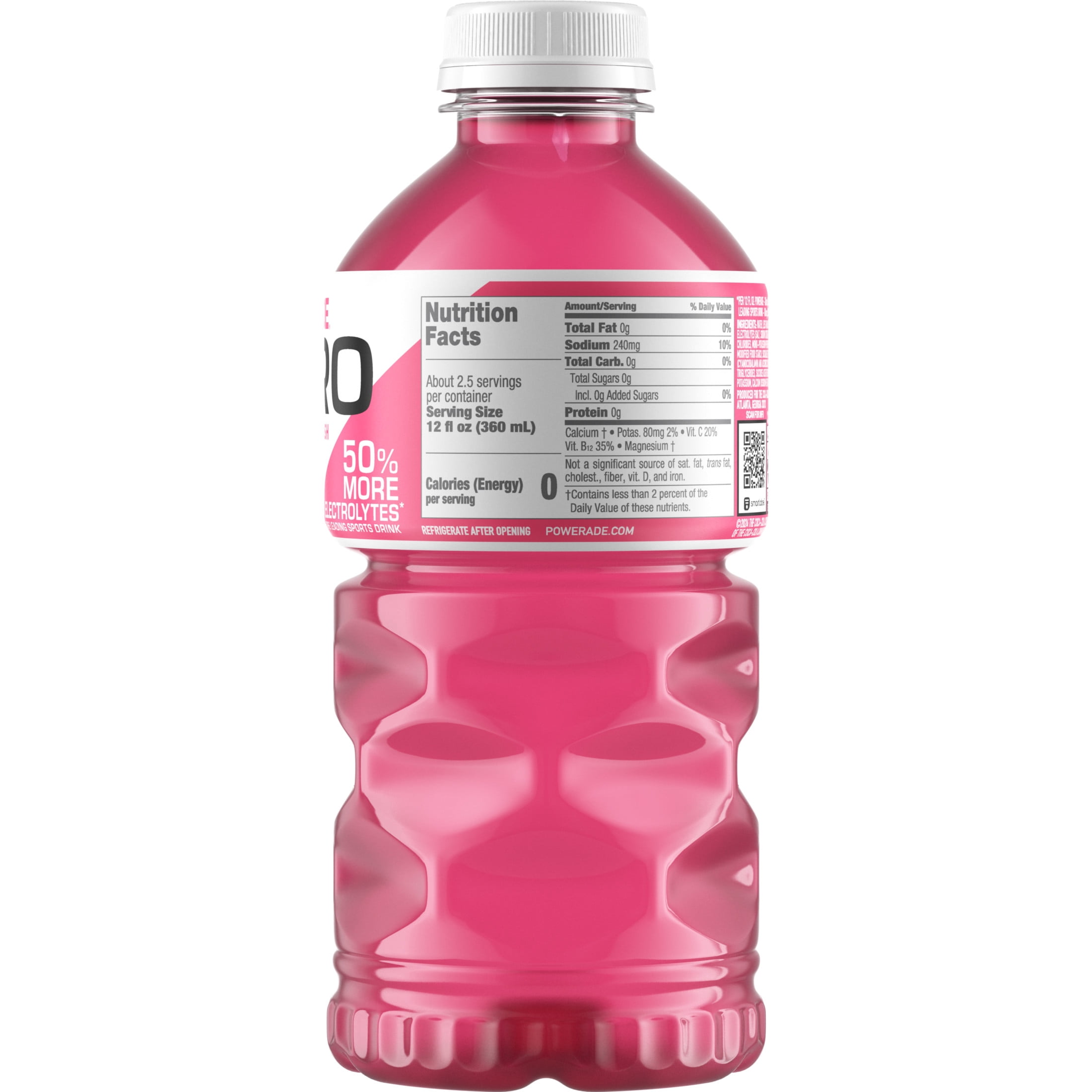 POWERADE Zero Sugar Strawberry Smash Electrolyte Sports Drink Bottle, 28 fl oz