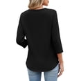 thumbnail image 6 of WIHOLL 3/4 Length Sleeve V Neck Blouses for Women Dressy Casual Spring Summer Tops Business Casual Resort Wear, 6 of 11