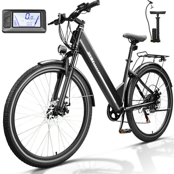 ZNH 26"Low Step Commuter Electric Bike for Adults，700W Powerful Motor Adult Electric Bicycles up 20mph，48V 13Ah Removable Battery Women City Ebike, , UL2849，Black