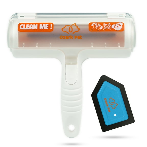 Pet Hair Remover Roller and Detailer for Couch, Carpet (Orange - Blue)